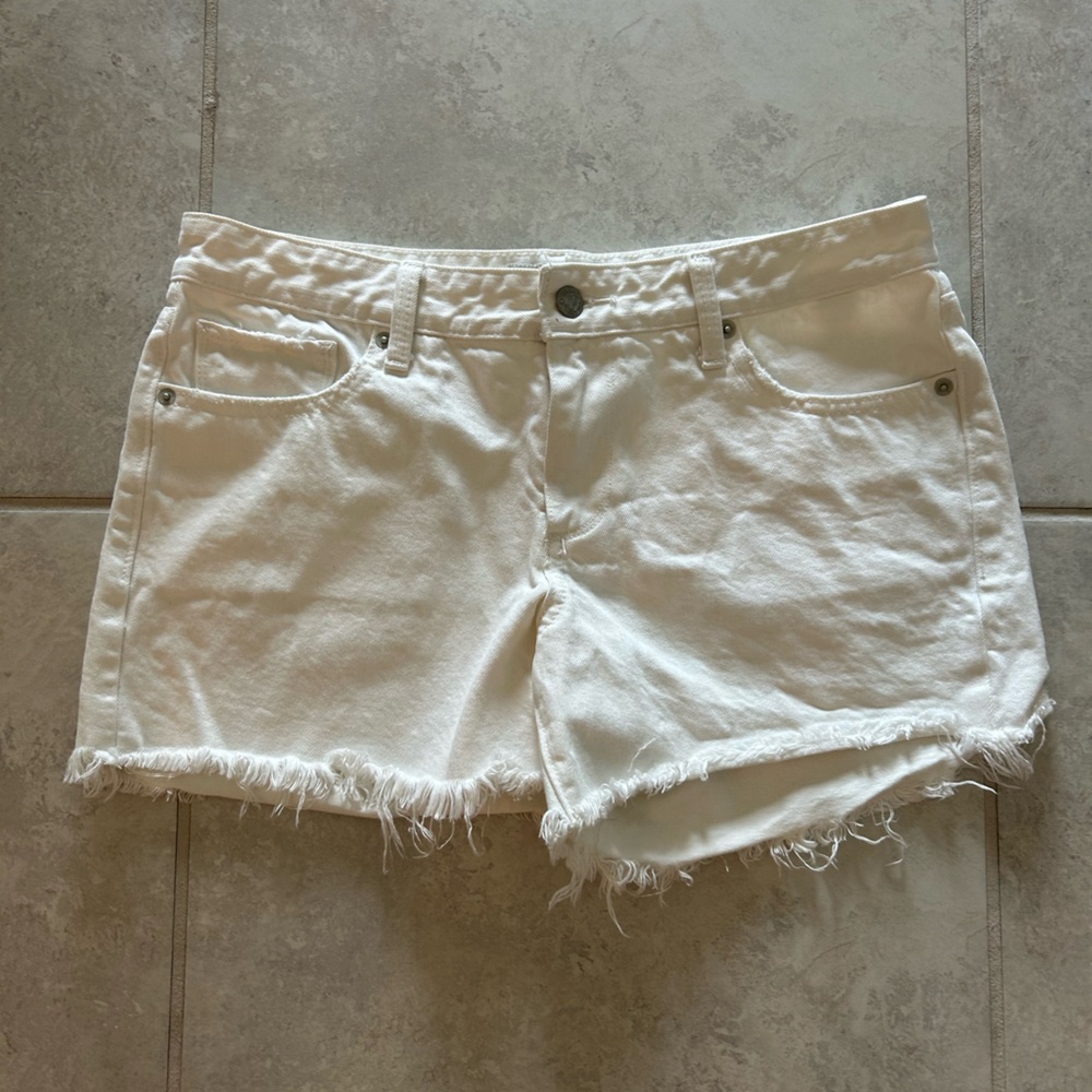 Lucky brand White Denim Frayed Hem Women's Jean Shorts size 8